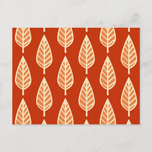 Carte Postale Motif de feuille de hêtre - Tons de mandarine oran