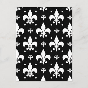Carte Postale Motif de fleur de lis noir Design