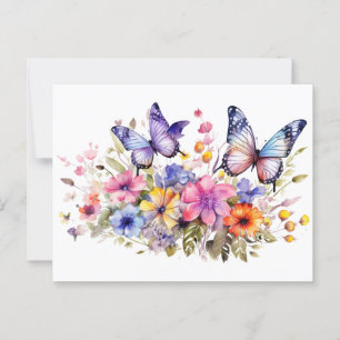 Carte Postale Motif de fleurs de papillon