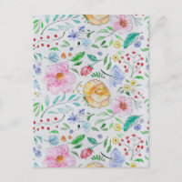 Motif de fleurs et de bourgeons à l'aquarelle légè