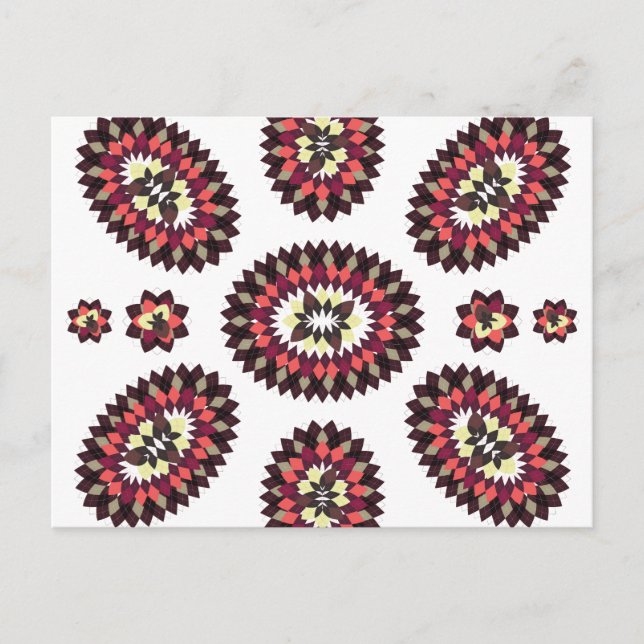 Carte Postale Motif de fleurs Mandala (Devant)