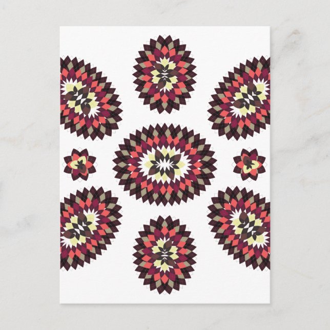 Carte Postale Motif de fleurs Mandala (Devant)