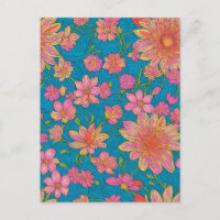 Motif de fleurs roses sur Arrière - plan bleu