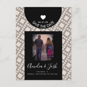 Carte Postale Motif de formes noires modernes Enregistrer la dat