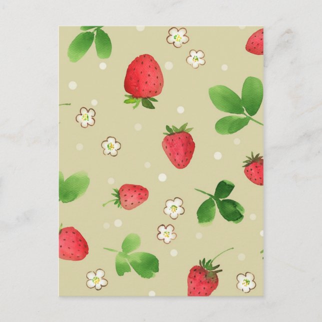 Carte Postale Motif de fraises d'aquarelle (Devant)