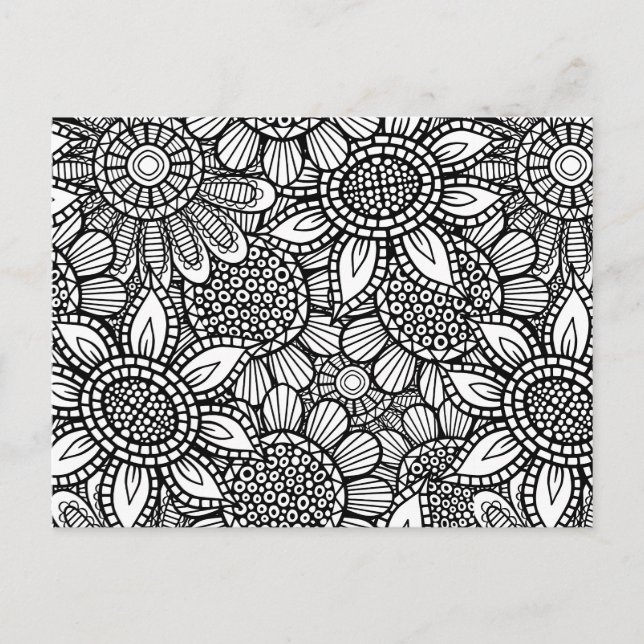 Carte Postale Motif de gribouillages floraux Art folklorique (Devant)