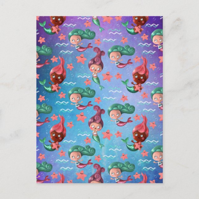 Carte Postale Motif de la mignonne sirène (Devant)