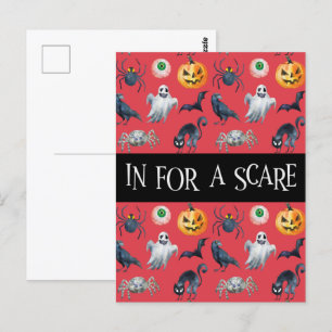 Carte Postale motif de l'Halloween rouge