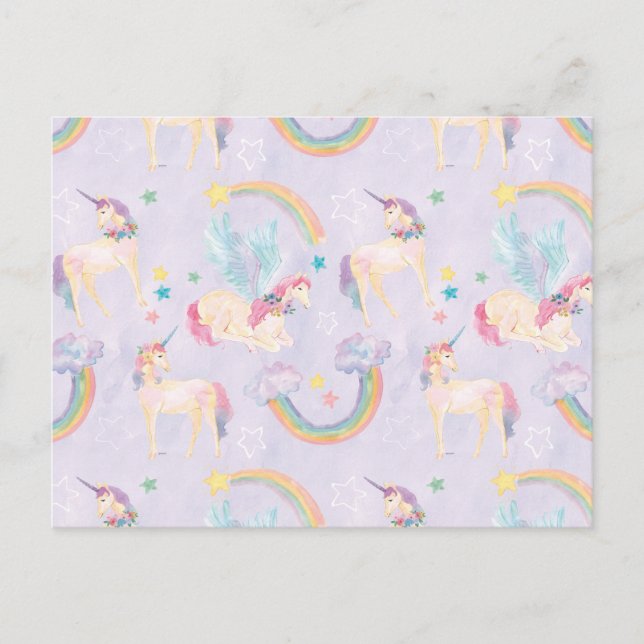 Carte Postale Motif de licornes magiques (Devant)