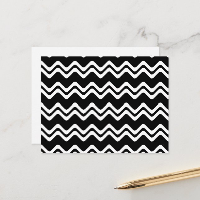 Carte Postale Motif de ligne double couleur Zig Zag (Devant/Arrière en situation)
