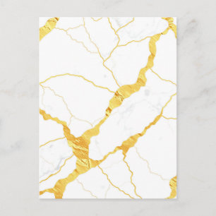Carte Postale Motif de marbre blanc avec veines d'or