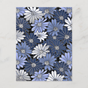 Carte Postale Motif de marguerite bleu et blanc