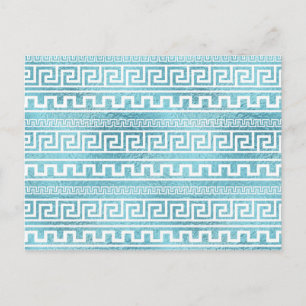 Carte Postale Motif de méandre bleu pâle sur verre