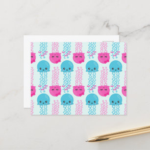 Carte Postale Motif de méduses, Mignonne méduse, Sea Animaux