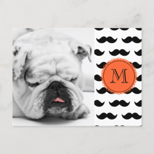 Carte Postale Motif de moustache noire, Monogramme de corail