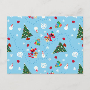 Carte Postale Motif de Noël bleu Elmo & Tango