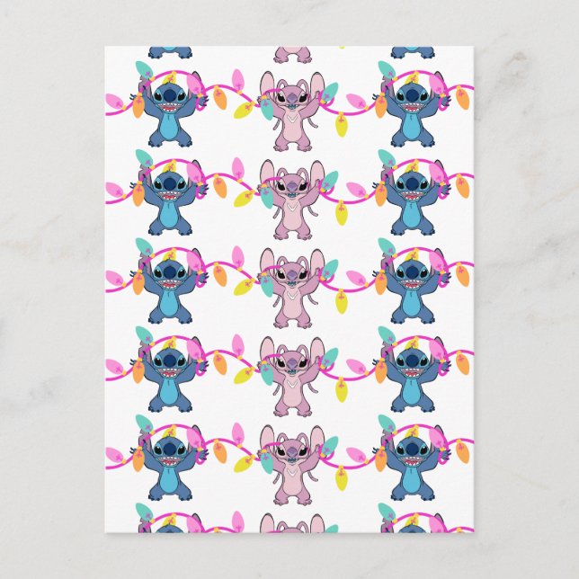 Carte Postale Motif de Noël Stitch & Angel (Devant)