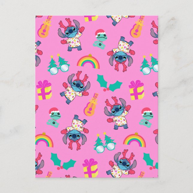 Carte Postale Motif de Noël Stitch & Scrump (Devant)