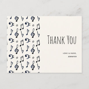 Carte Postale Motif de notes de musique mignonnes Merci