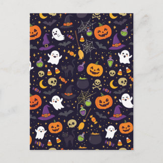 Carte Postale Motif de nuit magique Halloween mignon fantôme sor