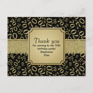 Carte Postale Motif de numérotation pour 70e anniversaire Merci