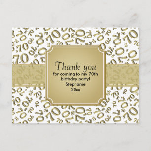 Carte Postale Motif de numérotation pour 70e anniversaire Or/Bla