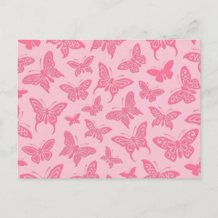 Carte Postale Motif de papillons roses volants