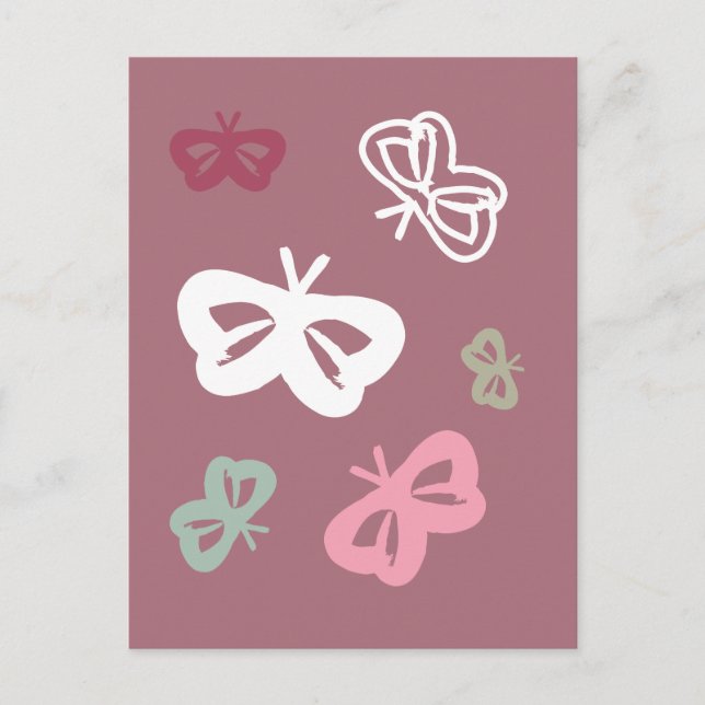 Carte Postale Motif de papillons volants (Devant)
