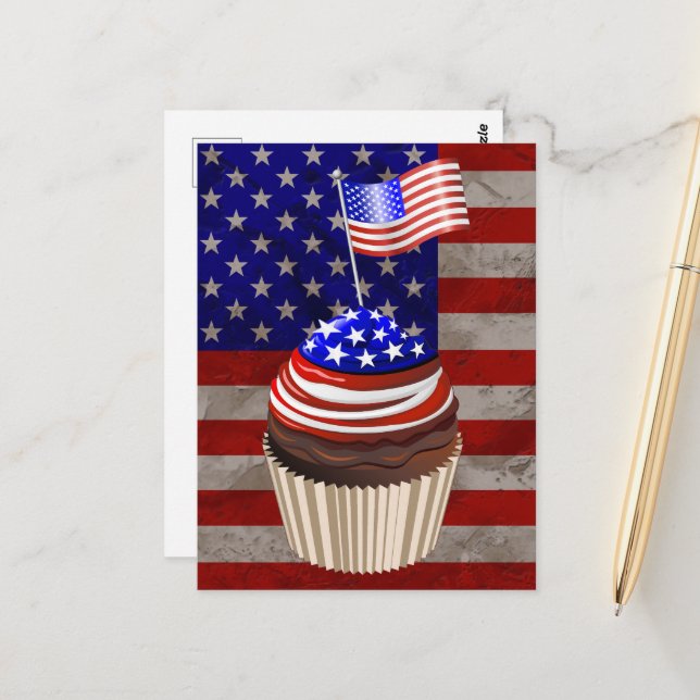 Carte Postale MOTIF de patisserie du pavillon des États-Unis (Devant/Arrière en situation)
