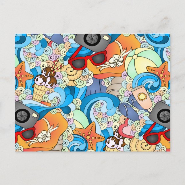 Carte Postale Motif de plaisir estival (Devant)