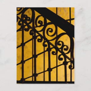 Carte Postale Motif de porte en fer jaune, Cuba