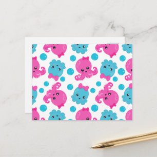 Carte Postale Motif de poulpe, poulpe mignonne, Animaux de mer