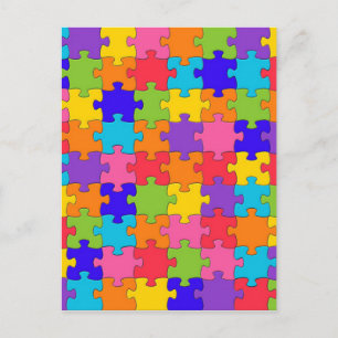 Carte Postale Motif de puzzle coloré