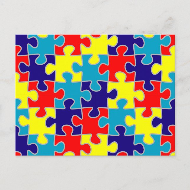 Carte Postale MOTIF de puzzle Sensibilisation sur l'autisme ASD  (Devant)