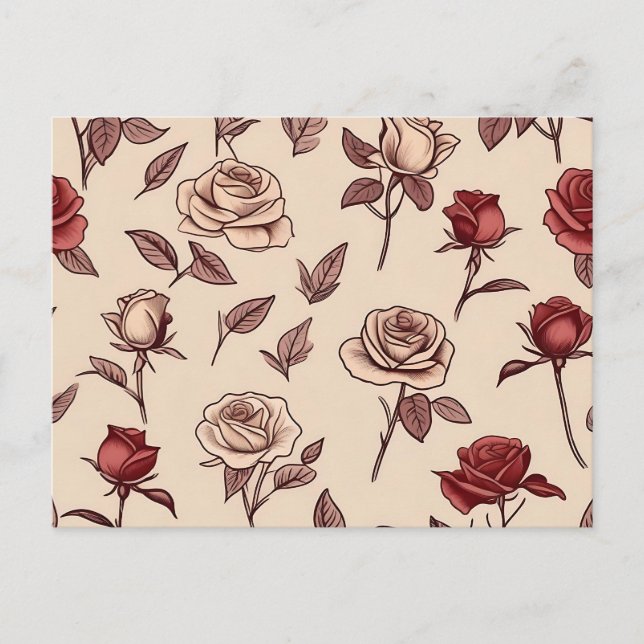 Carte Postale Motif de Rose Rustique (Devant)