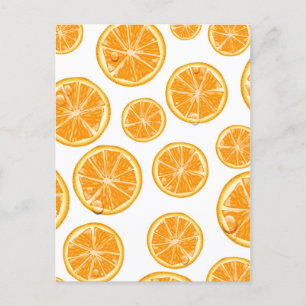 Carte Postale Motif de style vintage de tranches d'orange.