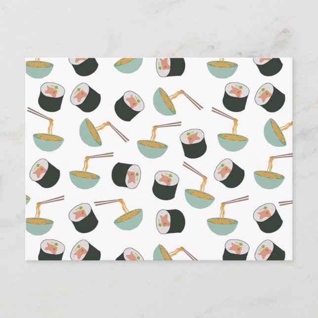 Carte Postale Motif de sushis et nouilles (Devant)