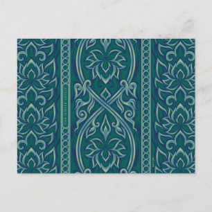 Carte Postale Motif de tapisserie Lotus Emeraude - Le Lotus Blan