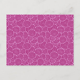Carte Postale Motif de tourbillon japonais - bordeaux et rose pâ