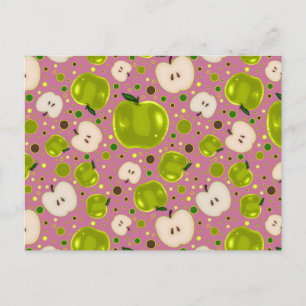 Carte Postale Motif de tranches de pomme verte
