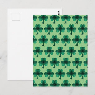 Carte Postale Motif de trèfle à paillettes vert émeraude en vert