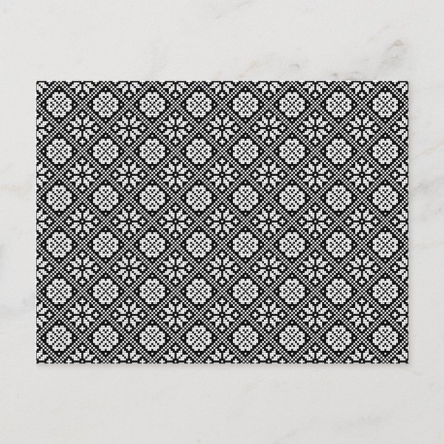 Carte Postale Motif de Tricot noir et blanc estonien (Devant)