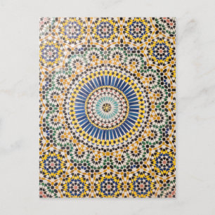 Carte Postale Motif de tuiles géométriques, Maroc