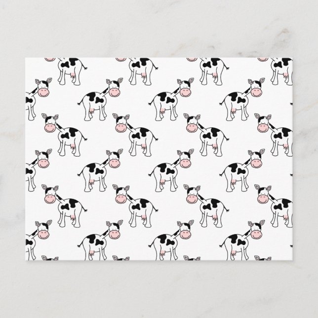 Carte Postale Motif de vache noir et blanc. (Devant)