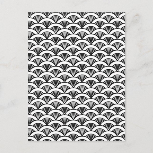 Carte Postale Motif de vague japonais blanc noir (Devant)