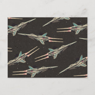 Carte Postale motif de vaisseau spatial vintage