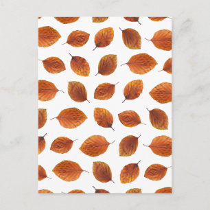 Carte Postale Motif de vraies feuilles d'automne