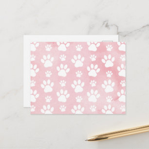 Carte Postale Motif d'empreintes de pattes, Pattes blanches, Aqu