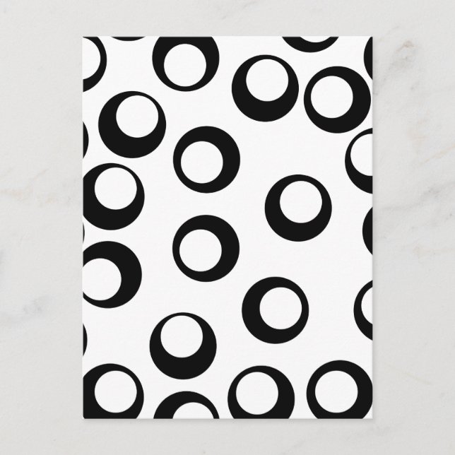 Carte Postale Motif des cercles rétro noirs et blancs. (Devant)
