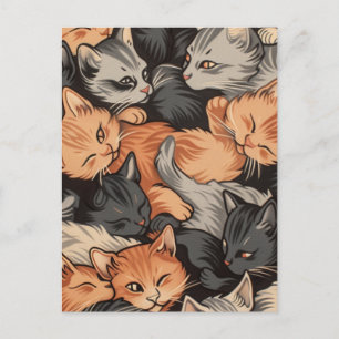 Carte Postale Motif des chatons couchés